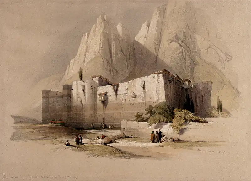 Monastery of St. Catherine at Mount Sinai. Coloured lithogra Wellcome V0049442